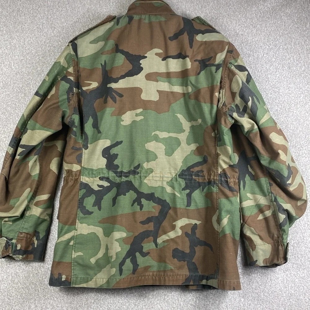 Vintage US Army anorak BDU jacket woodland print metal zipper medium regular